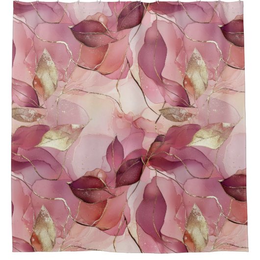 Rideaux De Douche Feuilles d'or rose (Devant)