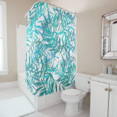 Rideaux De Douche Feuilles du Willow Blue (En situation)