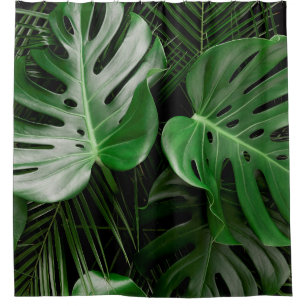 Rideaux De Douche Feuilles et feuilles de palmiers verts