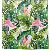 Rideaux De Douche Feuilles et Flamants roses tropicaux (Devant)