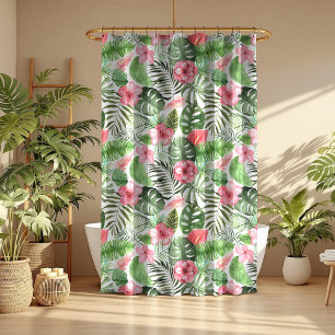 Rideaux De Douche Feuilles et fleurs tropicaux