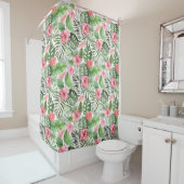 Rideaux De Douche Feuilles et fleurs tropicaux (En situation)