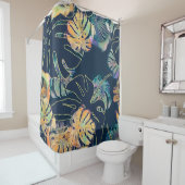 Rideaux De Douche Feuilles exotiques peints à la main : motif sans c (En situation)