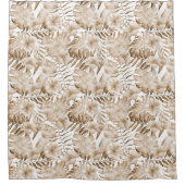 Rideaux De Douche Feuilles floraux à la crème tropicale (Devant)