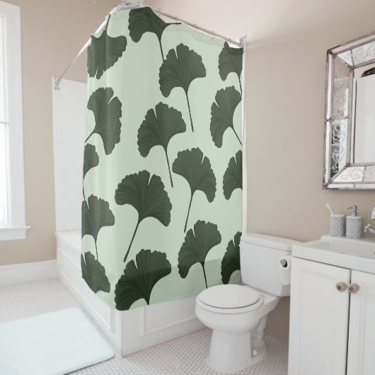 Rideaux De Douche Feuilles Ginko Bilbao (En situation)