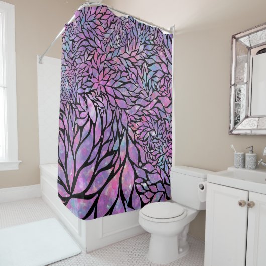 Rideaux De Douche feuilles impressionnistes Abstraits (En situation)