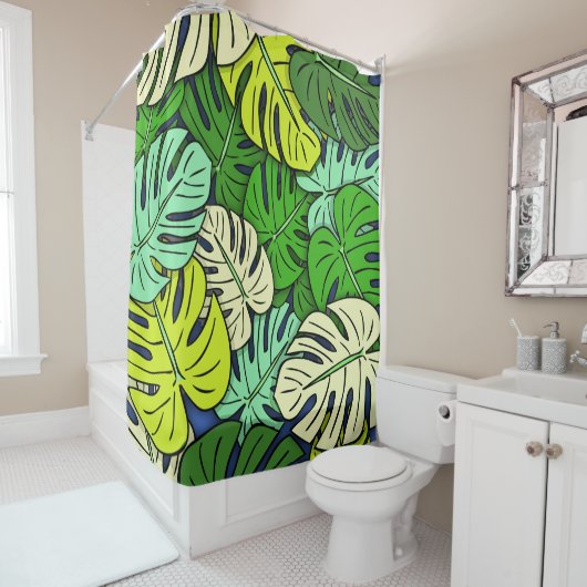 Rideaux De Douche Feuilles Monstera #3 (En situation)