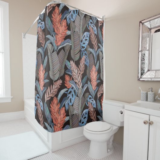 Rideaux De Douche Feuilles plante (En situation)