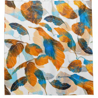 Rideaux De Douche Feuilles Silhouette : aquarelle, PA sans fil numér