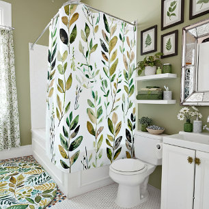 Rideaux De Douche Feuilles tons terre pastel
