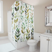Rideaux De Douche Feuilles tons terre pastel (En situation)