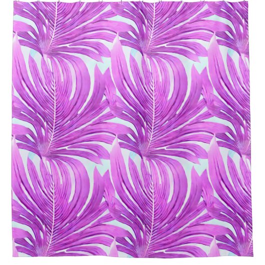 Rideaux De Douche Feuilles Tropical Pink Palm Tree (Devant)