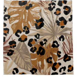Rideaux De Douche Feuilles tropicaux Abstraits et camoufle léopard g