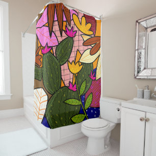 Rideaux De Douche feuilles tropicaux Abstraits et fleurs