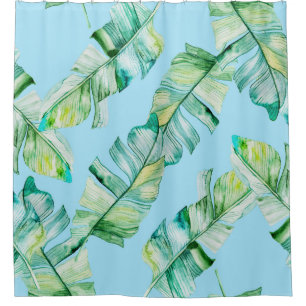 Rideaux De Douche Feuilles tropicaux aquarelle, illustration transpa