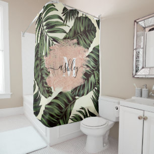 Rideaux De Douche Feuilles tropicaux et Parties scintillant