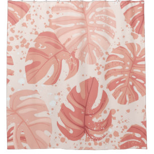 Rideaux De Douche Feuilles tropicaux : motif vintage à main.