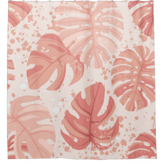 Rideaux De Douche Feuilles tropicaux : motif vintage à main.