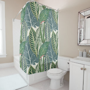 Rideaux De Douche Feuilles tropicaux verts