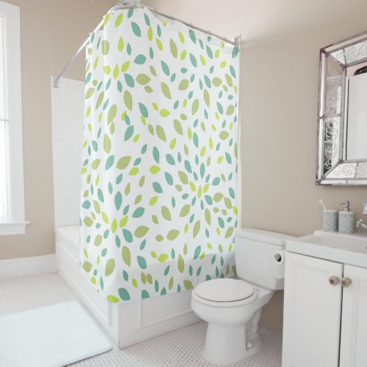 Rideaux De Douche Feuilles (Vertes) (En situation)