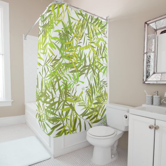 Rideaux De Douche Feuilles verts (En situation)