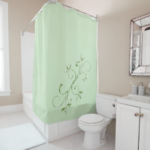 Rideaux De Douche Feuilles verts sur Mint Green