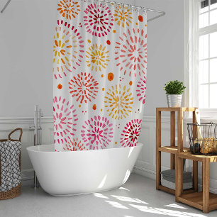 Rideaux De Douche Feux d'aquarelle mignonne en jaune et orange