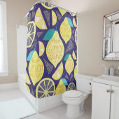 Rideaux De Douche Feux de citrons : bleu foncé Motif brillant (En situation)