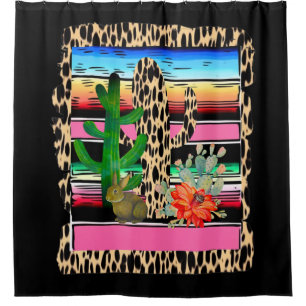 Rideaux De Douche Fiesta Serape Cheetah Cactus Flower Rabbit