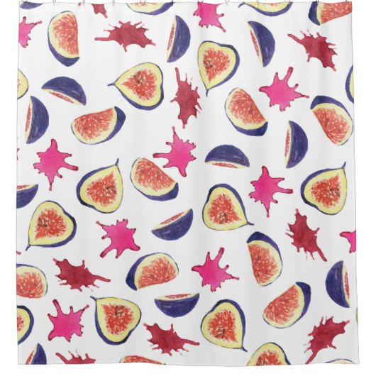 Rideaux De Douche Figes fraîches Aquarelle de jus rose (Devant)