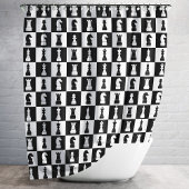 Rideaux De Douche Figures de jeu d'échecs noir et blanc