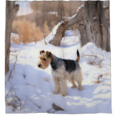 Rideaux De Douche Fil Fox Terrier Laisser neiger Noël (Devant)