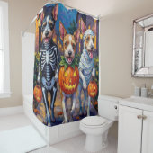 Rideaux De Douche Fil Fox Terrier Trick-or-Treating Halloween (En situation)