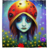 Rideaux De Douche Fille avec casquette de coccinelle (Devant)