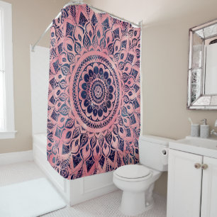 Rideaux De Douche Fille bleu rose Mandala Floral