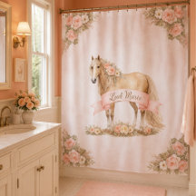 Fille Cheval Floral Rose Pêche Personnalisé Shabby