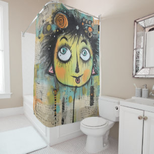 Rideaux De Douche Fille Dame Art Collage 11