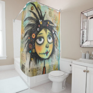 Rideaux De Douche Fille Dame Art Collage 6