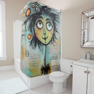 Rideaux De Douche Fille Dame Art Collage 9