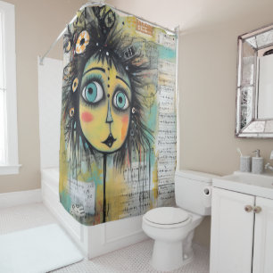 Rideaux De Douche Fille Dame d'art Collage 12
