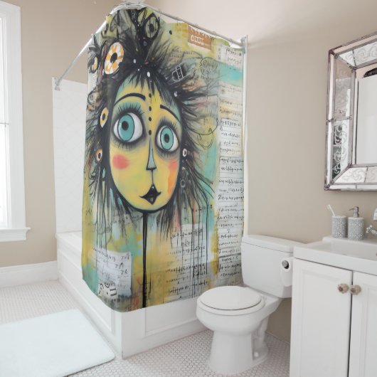 Rideaux De Douche Fille Dame d'art Collage 12 (En situation)
