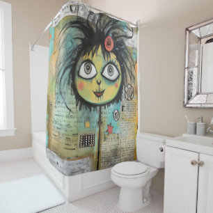 Rideaux De Douche Fille de l'art du collage 4