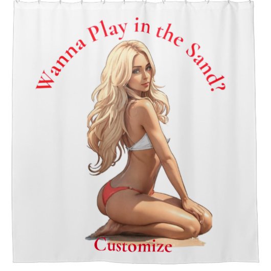 Rideaux De Douche Fille de plage de Bikini Thunder_Cove (Devant)