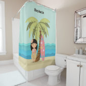 Rideaux De Douche Fille de surfer hawaïenne (En situation)