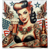 Rideaux De Douche Fille de tatouage de la vieille école (Devant)