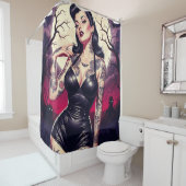 Rideaux De Douche Fille gothique rétro (En situation)