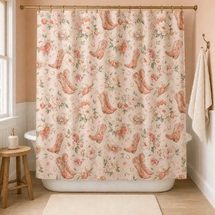 Rideaux De Douche Fille Peach Western Coquette Shabby Chic