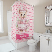 Rideaux De Douche Fille Rose Teddy Ours Monogramme Douche Rideaux (En situation)