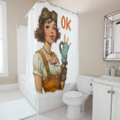 Rideaux De Douche Fille Steampunk geste OK confiant (En situation)
