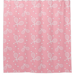 Rideaux De Douche Fille Tennis Pink Racquets & Balls Motif